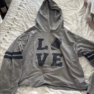 Gray Love Football cropped Hoodie